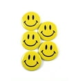 thumbnail image 1 of Classic Yellow Smiley Face Pinback Button Badges - 2.25 Inch Round - 5 Pack, 1 of 2