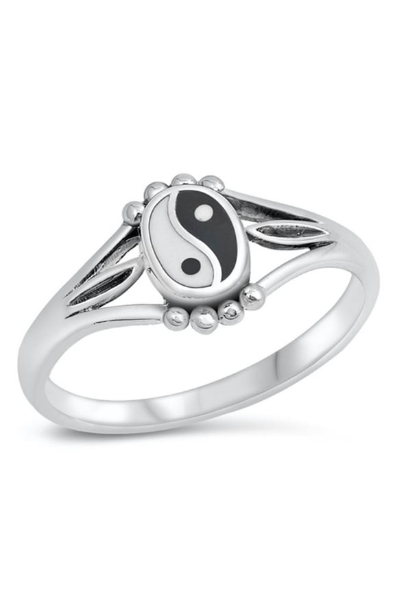 Classic Yin & Yang Ring .925 Sterling Silver Peace Band Jewelry Female Male Unisex Size 8