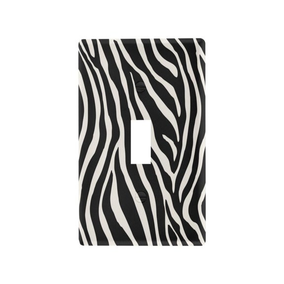 Classic Zebra Stripes Texture Decorative Wall Plate, Flame Retardant PC Plastic Light Switch & Outlet Cover with Mounting Screws Fits Toggle Switch