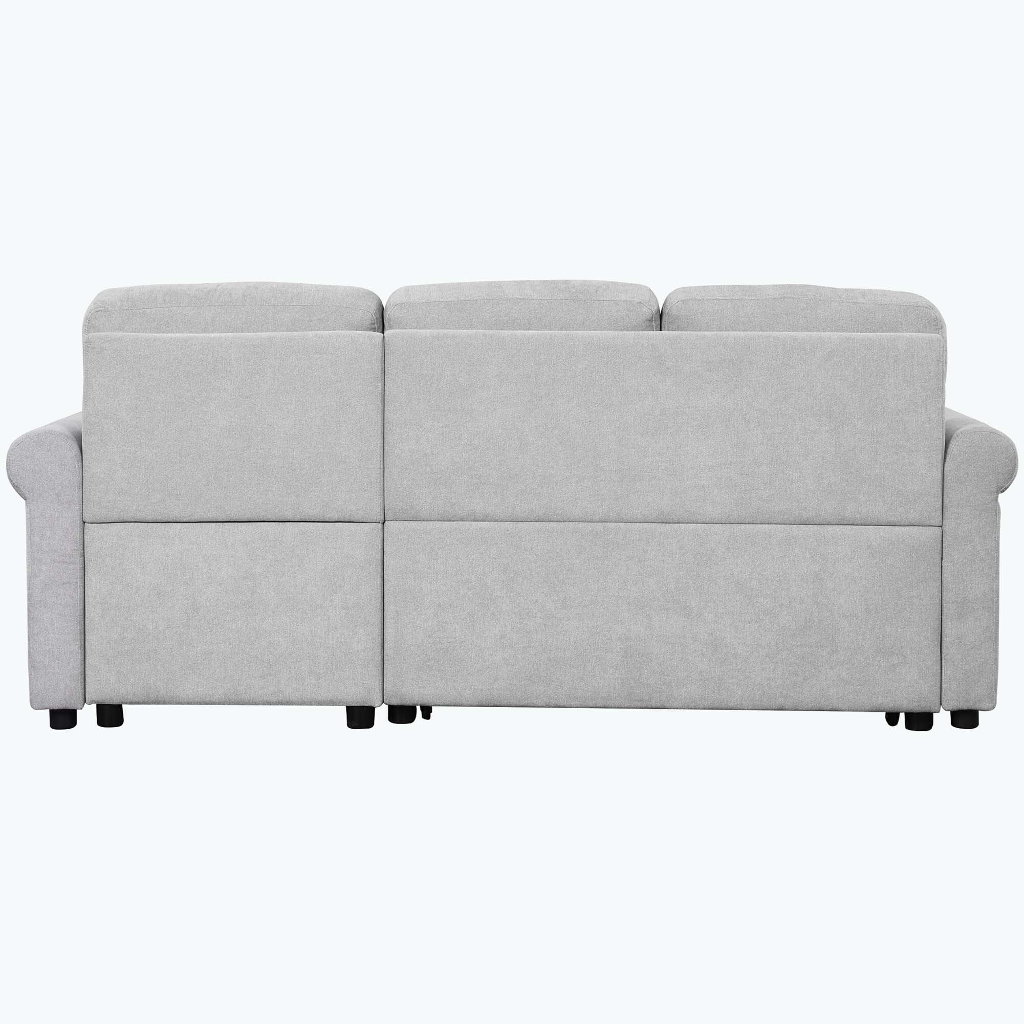 Classic and Cozy Lshape Pullout Sleeper Sectional Sofa GrayVelvet