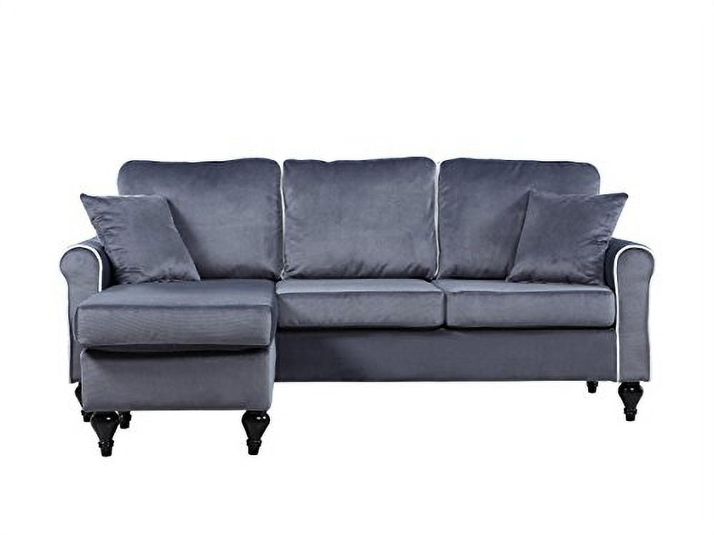 Classic and Traditional Small Space Velvet Sectional Sofa with