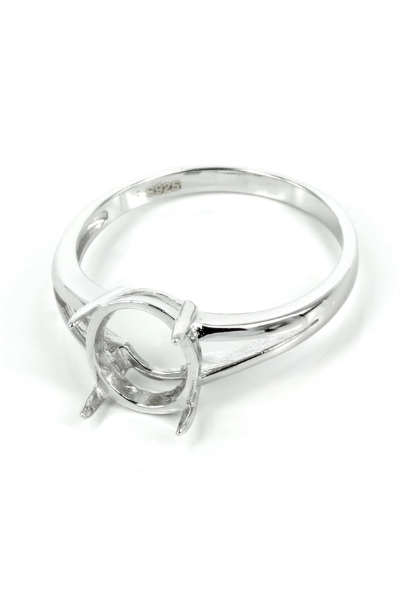Classic basket style split-shank ring with prong setting in sterling silver 8x10mm | MTR382 (9)