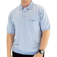 thumbnail image 1 of Classic by Palmland Light Blue Banded Bottom Short Sleeve Polo Shirt with Pocket, 1 of 2