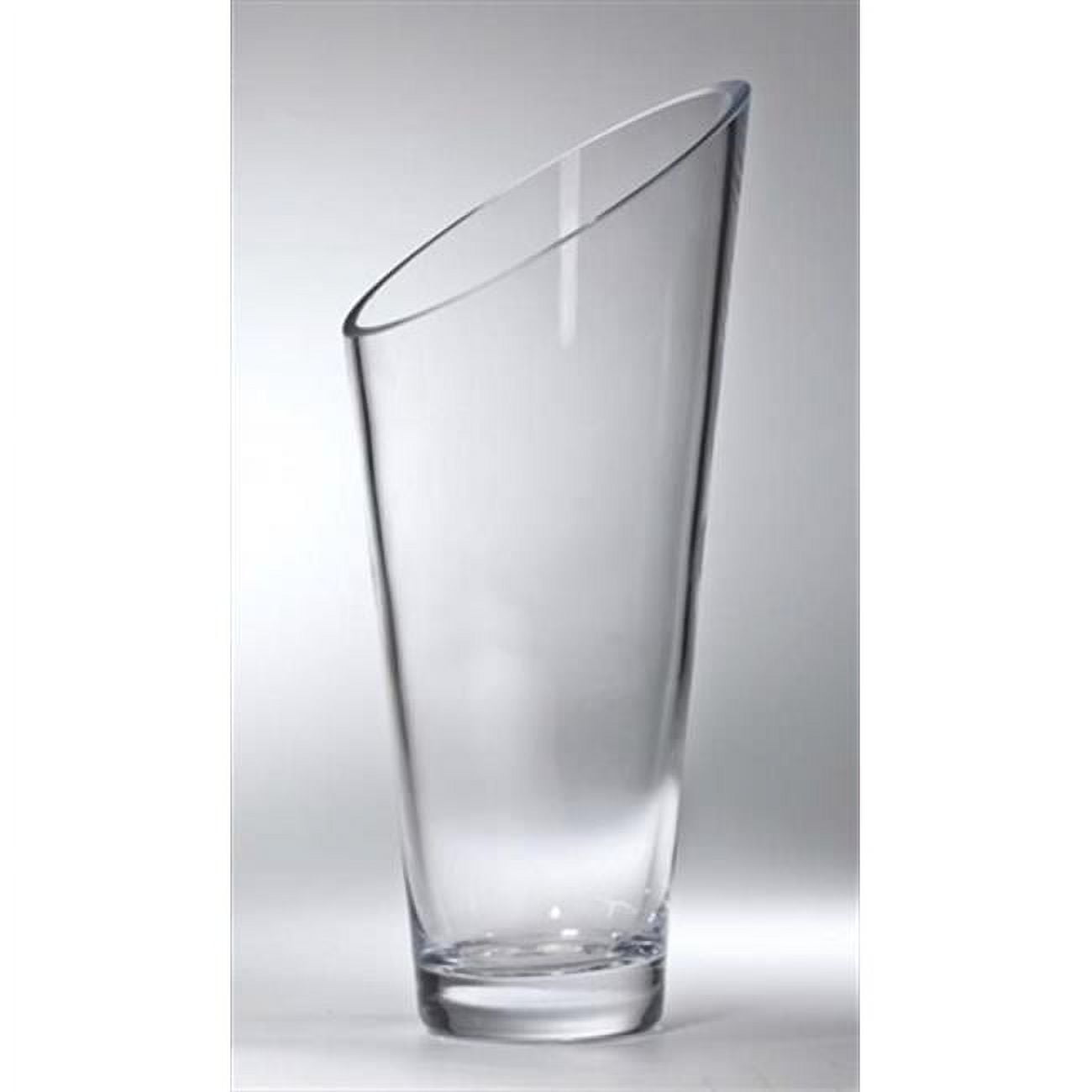 Classic clear 12 in. High Quality Glass Slanted Vase