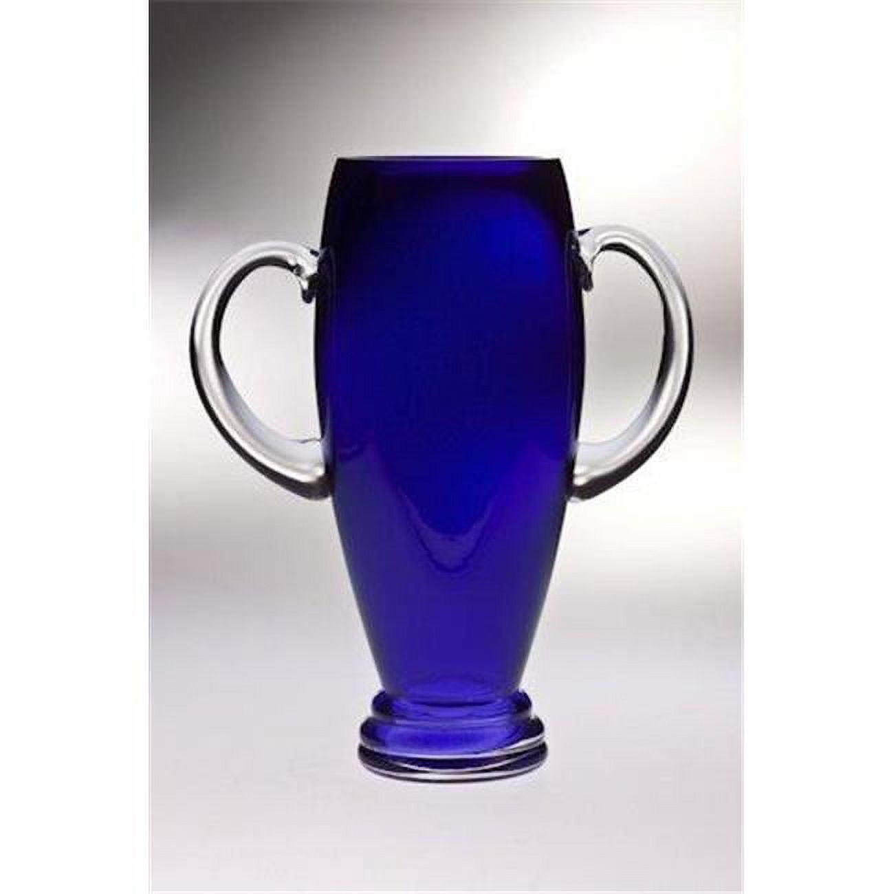 Classic clear 13.5 in. High Quality Glass Cobalt Trophy Vase With