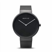 BERING Unisex Analog Quartz Classic Collection Watch with Stainless Steel Strap and Sapphire Crystal 14539-122, Black/Black, 7020-6smd-39mm, Black/Black