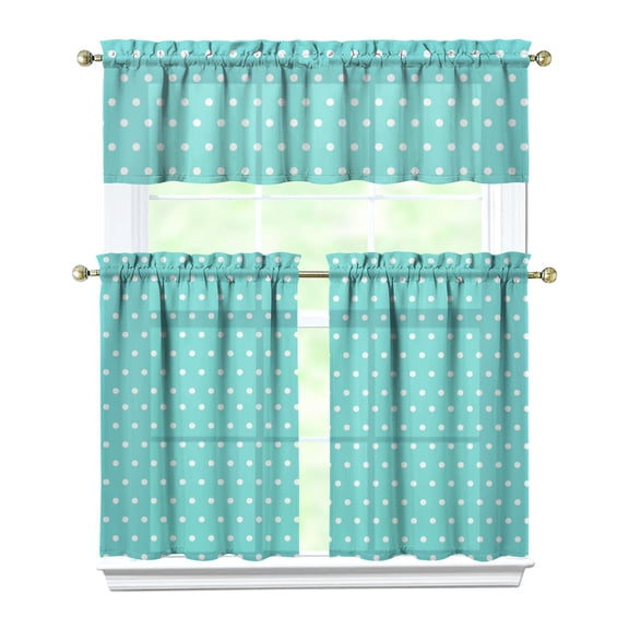 Classic polka Kitchen Curtains Set Tier and Valance Retro Dots Pattern Vintage Polka Dot Design Minimalist Colorful Dots Polka Texture Classic Black and White Polka Dot Vintage Red Polka Dots Retro Po