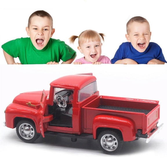 Classic red die-cast metal truck model, 12x4x5cm hand-painted collectible car for desk decoration, christmas & new year gift for kids