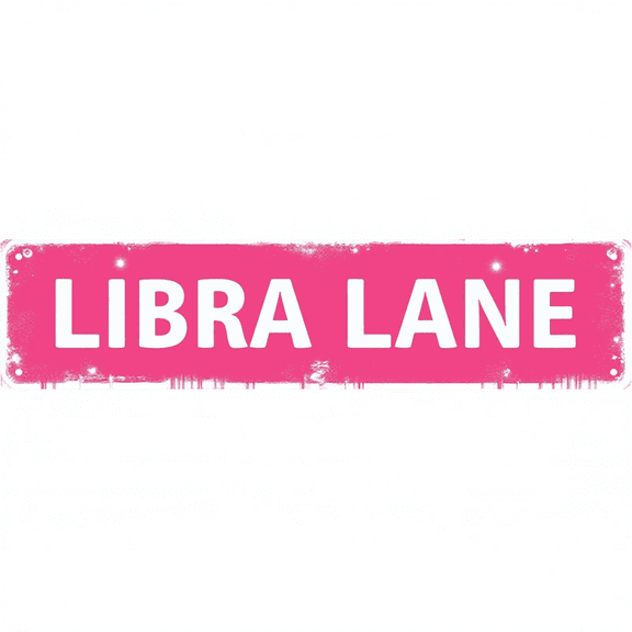 Zodiac tin signs 16*4 inches "LIBRA LANE" pink nameplate vintage style