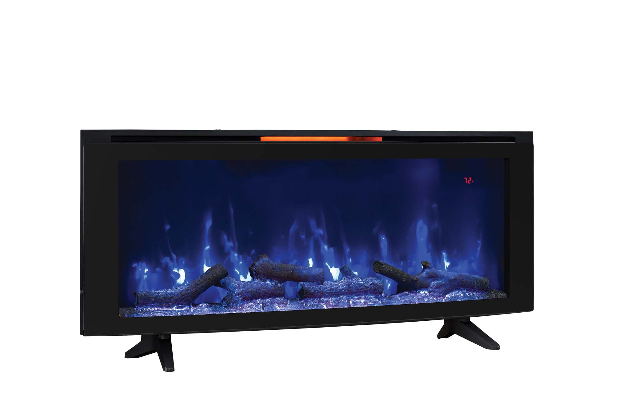 ClassicFlame 48" Wall Mounted Infrared Quartz Electric Fireplace with Display Stand, Black