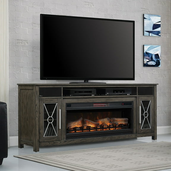 ClassicFlame Heathrow 76.6"W x 30.5"H x 17.4"D TV Center & 42" Infrared Firebox - Tifton Oak