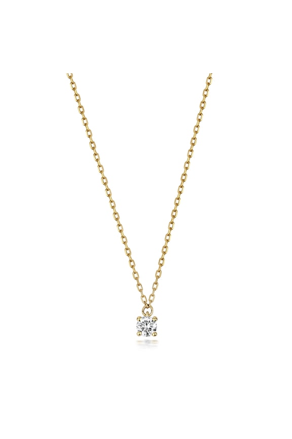 Classical 9k Gold Women Diamond Pendant and Chain Brilliant Cut 0.10 Carat H - I1 - 16.5 inch