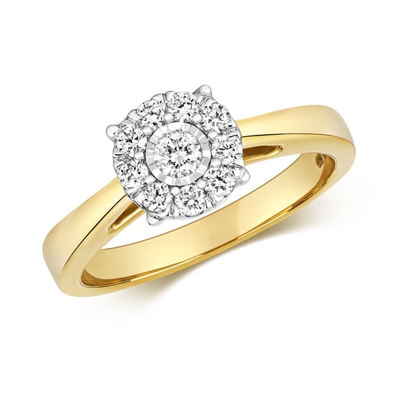 Classical 9k Gold Women Engagement Diamond Ring Brilliant Cut 0.32 Carat H - I1