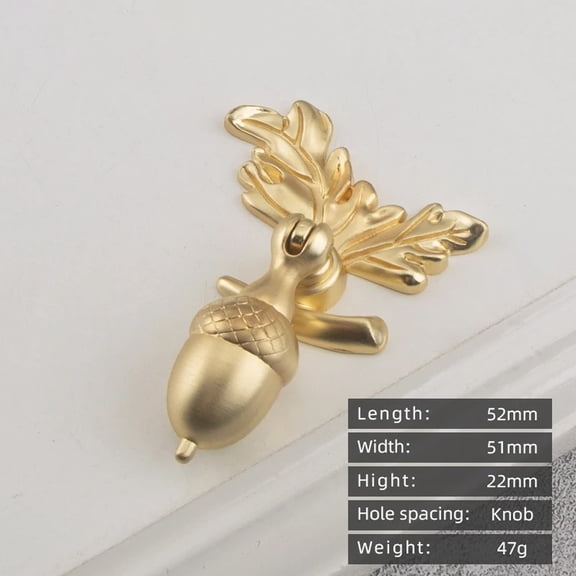 Classical Acorn Bronze Zinc Alloy Cabinet Knob For Kitchen Cupboard Drawer Door Handle, 52Mm Vintage Pull(Gold)