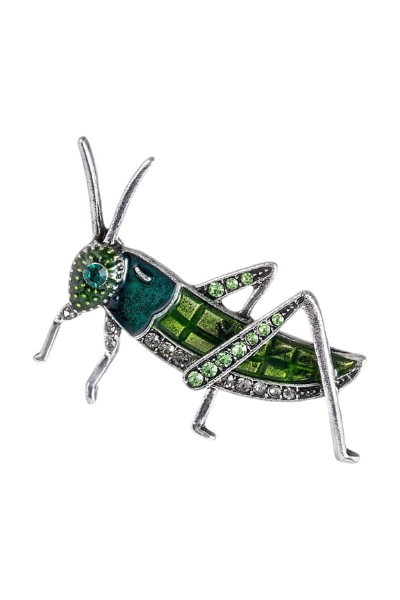 Classical Alloy Grasshopper Brooch Statement Pin Decorated With Sparkling Rhinestones Stylish Outfit Upgrade