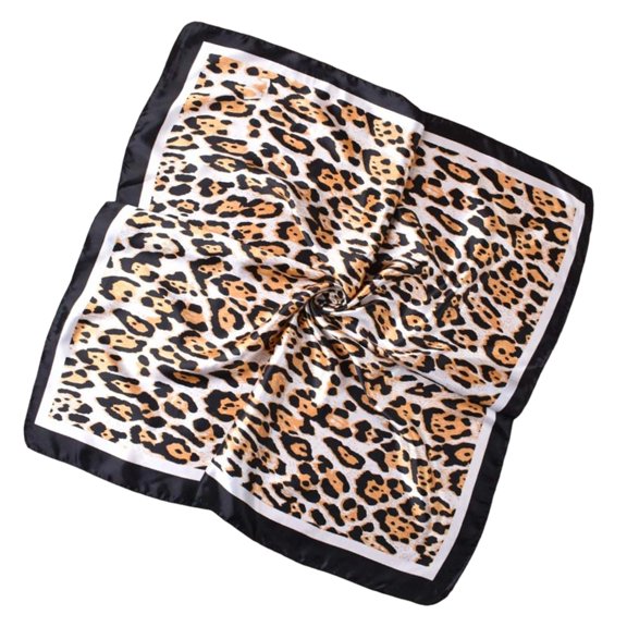 Classical Animal Print Square Scarf Lightweight Breathable Polyester Neckerchief Stylish Headwear Wrap 4 Color Available
