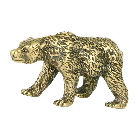 Classical Antique Finish Bear Figurine Brass Animal MiniatureOrnament For Living Room Office Decorative Accent