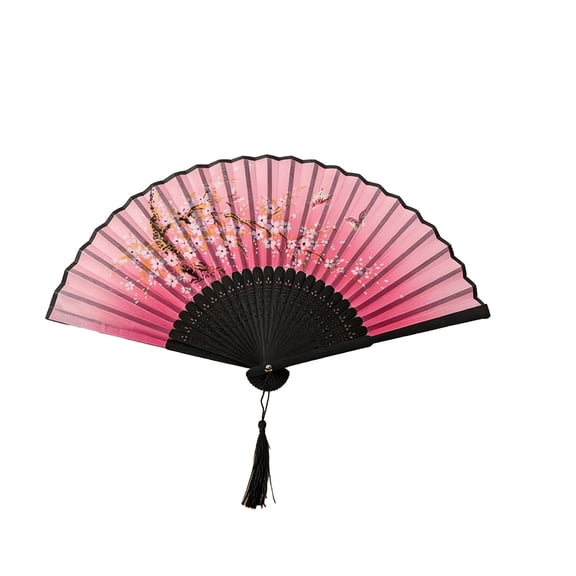 A Classical Antique Folding Fan Silk Hand Fan With Natural Wood Skeleton Smooth Flick Opening And Vibrant Art Print For Wedding Decorations Summer Parties And Stage Props