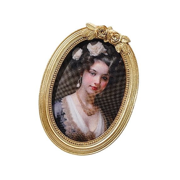 Classical Antique Gold Oval Shape Rose Design Photo Frame Resin Wall ...