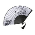 thumbnail image 1 of Classical Antique Style Folding Fan 8.26x1.18in Handheld Silk Fan with Tassel Summer Cooling Portable Paper Fan Stainless Steel Frame Multicolor (0.11lb)​, 1 of 6