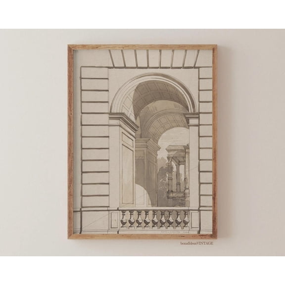 Classical Architectural Arch Study Drawing Decorative Design Accent Display Room Living Wall Art
