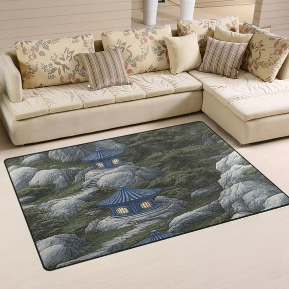Classical Architecture Soft Polyester Area Rug 31''x20'', Non Slip, Memory Foam, Water Absorbent