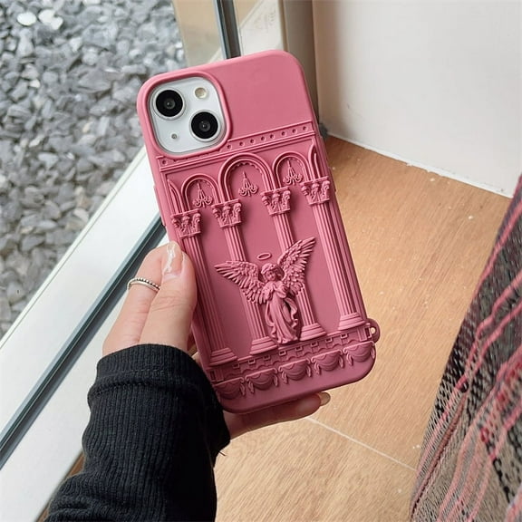 Classical Art Angel Statue 3D Phone Case For iPhone 15 14 13 12 11 Pro Max Retro Girl Soft Silicone Anti-drop Shockproof Cover
