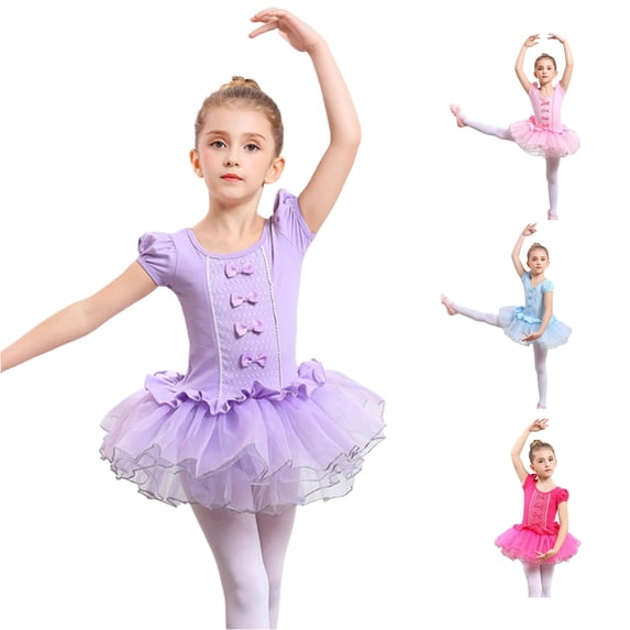 Classical Ballet Practice Tutu Dress for Girls Dance Recital Performance Elegant Leotard Skirt Outfit for Ballerina Training Baby Holiday Dress 4-5 Years