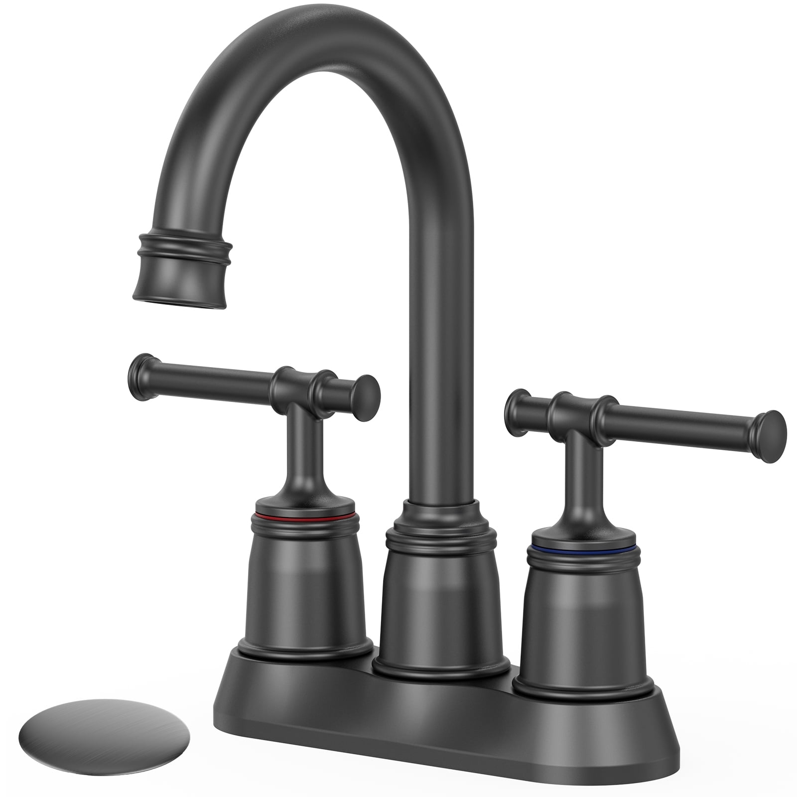 Classical Bathroom Faucets for Sink 2&3 Holes, 4 inch Bathroom Faucet, 360 Swivel Spout Centerset Brushed Nickel Bathroom Faucet with Pop Up Drain and cUPC Lead-Free Hose