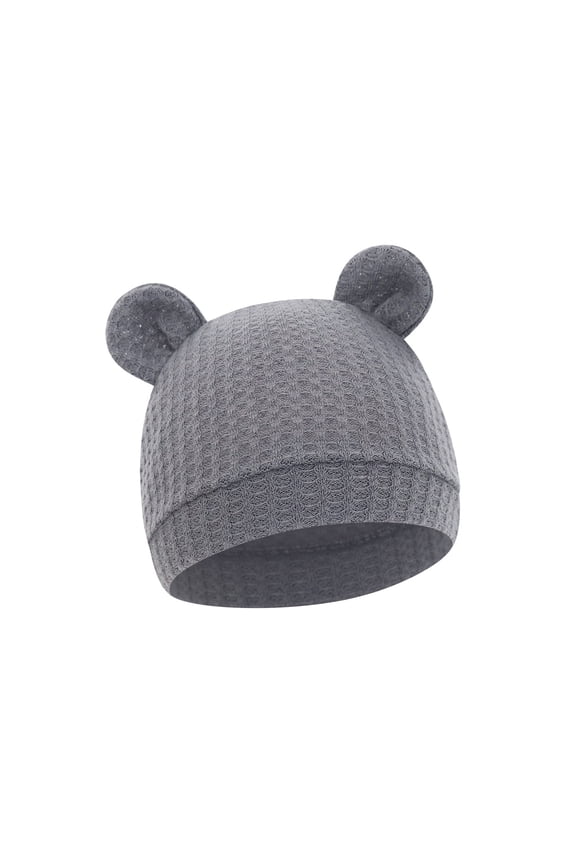 Classical Bear Ear Infant Hat Waffles Weave Fabric Stretchy Head Cover Stretchable Caps for 0 to 2 Year Baby