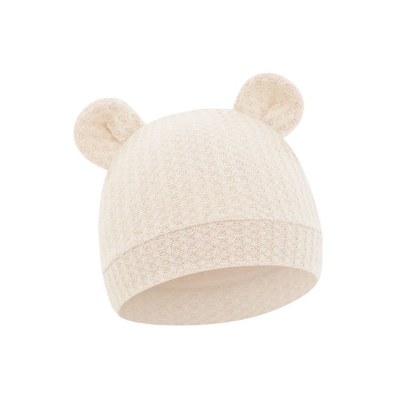 Classical Bear Ear Infant Hat Waffles Weave Fabric Stretchy Head Cover Stretchable Caps for 0 to 2 Year Baby