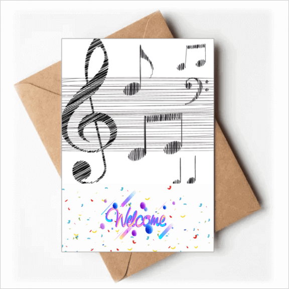 Classical Beatiful Music Simple Pattern Welcome Back Greeting Cards Envelopes Blank