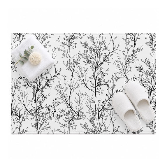 Classical Black White Area Rug 2'x3', Tree Branch Botanical Abstract ...