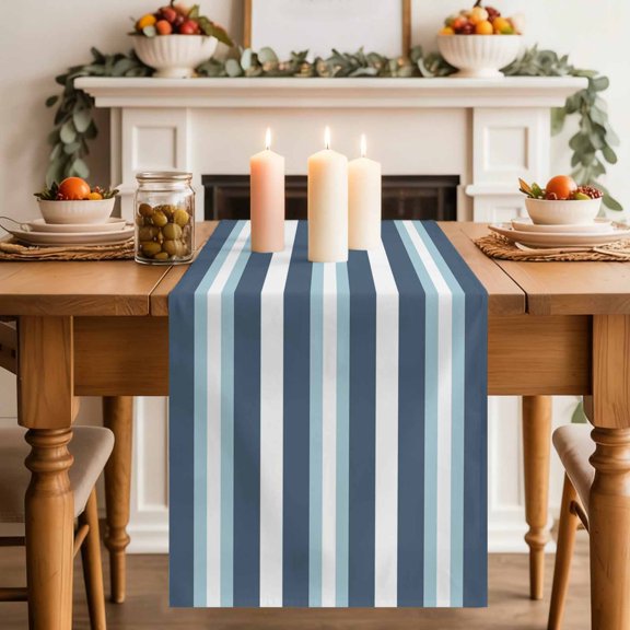 Classical Blue White Stripes Table Runner 70 Inches Long,Kitchen Dining Tablerunners Modern Minimalism Style Linen Table Runners Dresser Scarves for Home Dinner Wedding Holiday Party Decor
