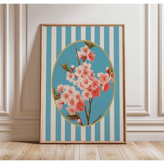 Classical Cherry Blossom Vintage Botanical Illustration Floral Art Print, Unframed Canvas 8x10in