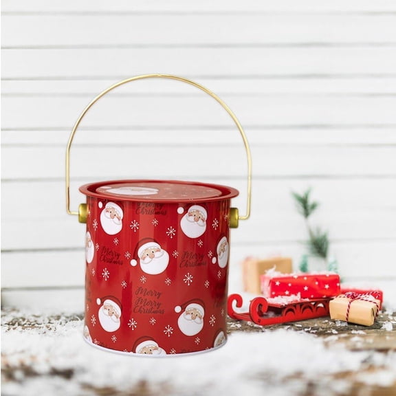 Classical Christmas Cookie Jar - Kitchen Airtight Cookies Storage Jar, Storage Box with Lip and Handle, Iron Jar for Christmas Candies Cookies Sweets