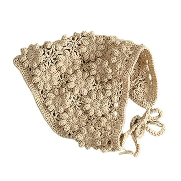 Classical Crochet Baby Bandana Hair Scarf Double Purpose Head Wrap Headwear Soft Texture Hairband for Newborns Girls