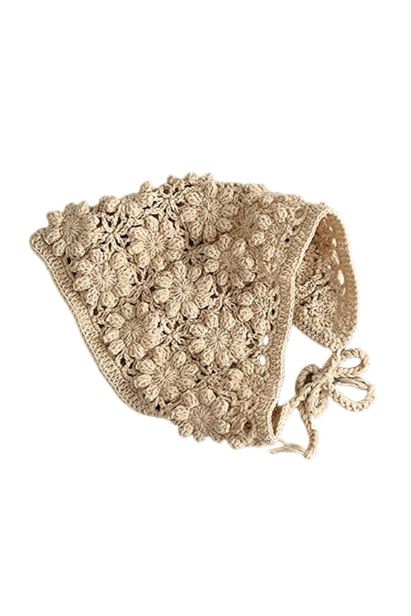 Classical Crochet Baby Bandana Hair Scarf Double Purpose Head Wrap Headwear Soft Texture Hairband for Newborns Girls