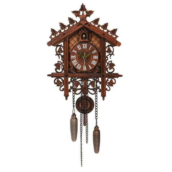 Classical Cuckoo Wall Clock Hanging Wooden Style Bird Quartz Clock Home Decor