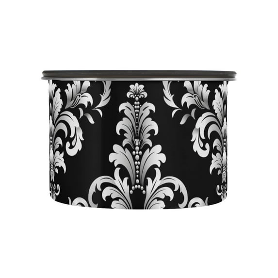 Classical Damask Ornament Airtight Coffee Bean Canister 17oz Food Storage Containers with Lids For Gournd, Tea, Sugar, Flour, Rice, Cereal, Candy Cookie Jar