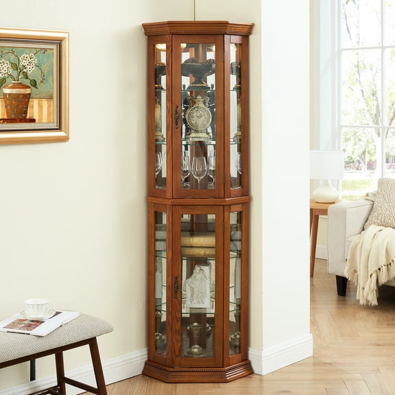 Classical Decor - Adjustable Shelves & Included Light - Hallway Corner - Add Elegance to Space