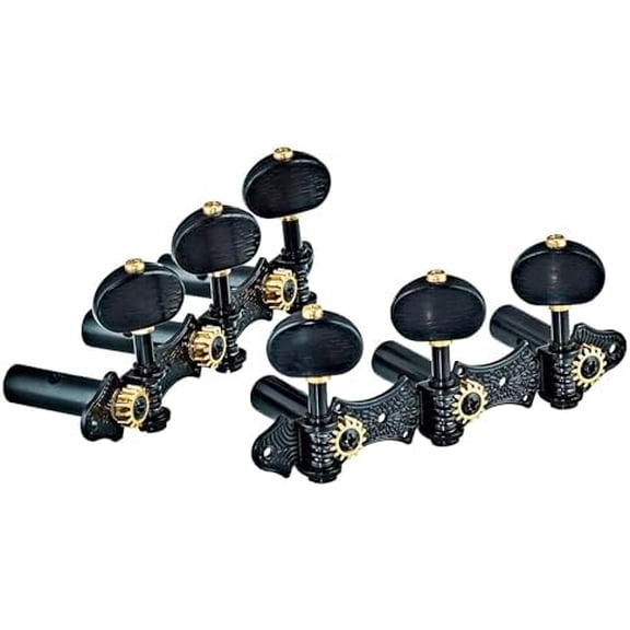 Classical Deluxe Tuning Machines 3L x 3R w Baseplate & Black Buttons (OTMDLX-BKBK)$$Music