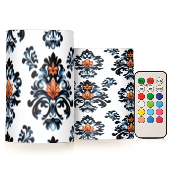 Classical Design Decoration Flickering Flameless Candles Battery Operated with Remote Timer LED Pillar Candles Set of 2