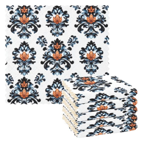 Classical Design Decoration Kitchen Cloth Dish Towels for Drying Washing Absorbent Dish Rags Reusable soft kitchen dishcloth set 6 Pack