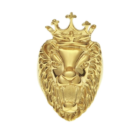 OIDEA Men's Gothic Lion Head Pendant Necklace - Stainless Steel, Gold Tone, No Gemstone, 22.04 Inch Chain, Biker Jewelry Gift