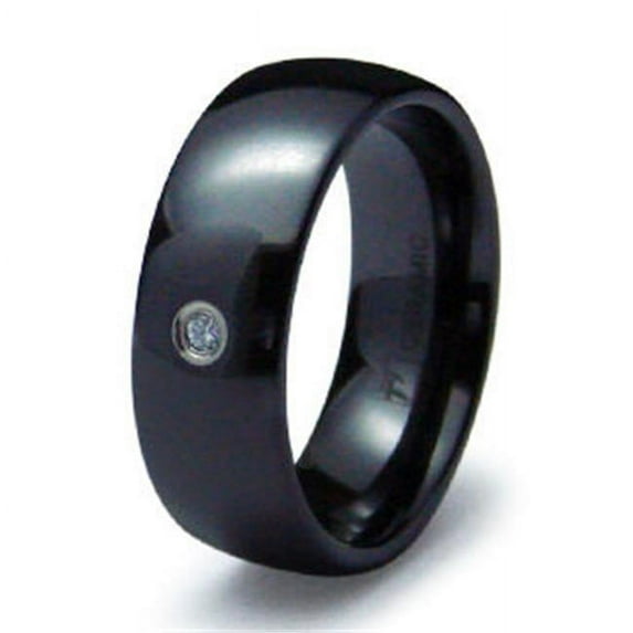 Classical Dome Ceramic CZ Ring - Size 10