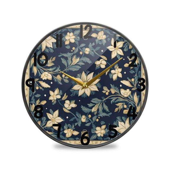Classical Elegant Pattern Round Acrylic Wall Clock Silent Battery Operated Home Decor for Living Room Bedroom