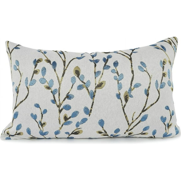 Classical Embroidery Jacquard Blue Square Decorative Throw Pillow Case Cushion Cover,12x20 inch