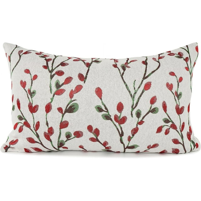 Classical Embroidery Jacquard Christmas Red Square Decorative Throw Pillow Case Cushion Cover,12x20 inch