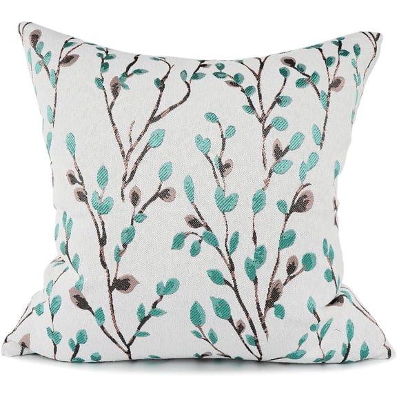 Classical Embroidery Jacquard Green Square Decorative Throw Pillow Case Cushion Cover 18x18 inch